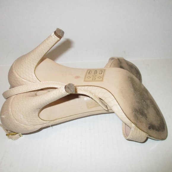*ALDO Cream Ivory Ankle Strap Slingbacks Textured Open Toe - Picture 9 of 10